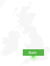 Map of the UK with Bath highlighted